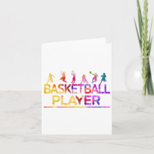 Watercolor Sport Basketball Player  Card