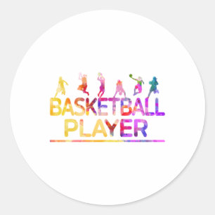 Watercolor Sport Basketball Player Classic Round Sticker