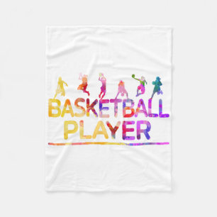Watercolor Sport Basketball Player Fleece Blanket