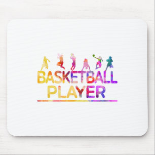 Watercolor Sport Basketball Player Mouse Pad