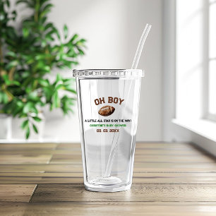 Watercolor Sport Football Baby Shower  Acrylic Tumbler