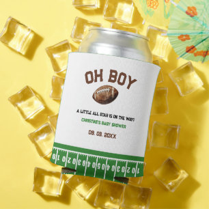 Watercolor Sport Football Baby Shower Can Cooler