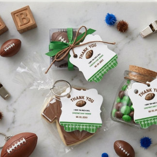 Watercolor Sport Football Baby Shower Favour Tags