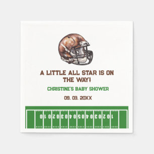 Watercolor Sport Football Baby Shower Napkin