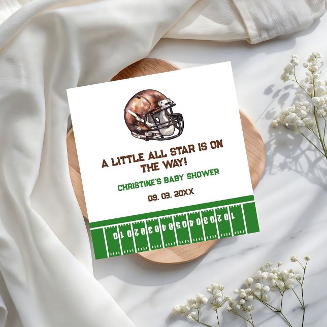 Watercolor Sport Football Baby Shower  Napkin (Creator Uploaded)