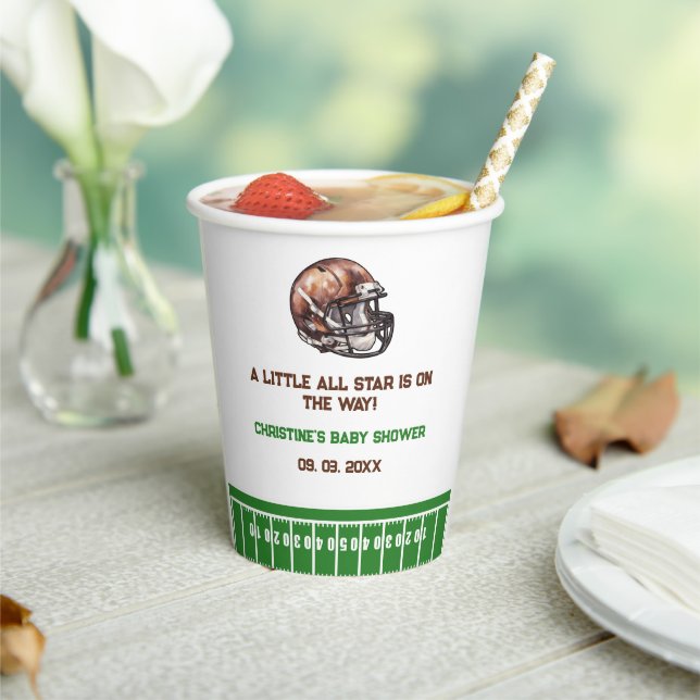 Watercolor Sport Football Baby Shower  Paper Cups (Insitu)