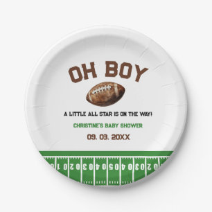 Watercolor Sport Football Baby Shower  Paper Plate