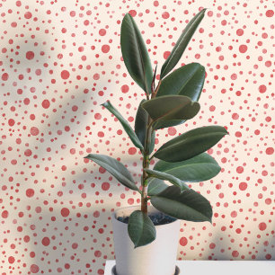 Watercolor Spots and Dots Red Cream Wallpaper