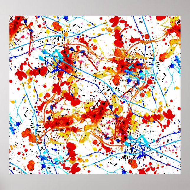 Watercolor Spots White Background Pattern Poster (Front)