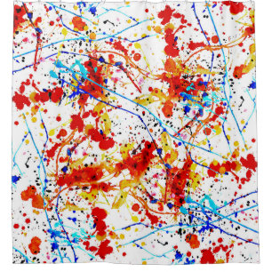 Watercolor Spots White Background Pattern Shower Curtain