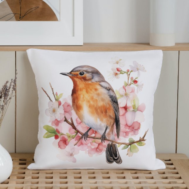 Watercolor Spring Birds and Blooms Cushion (Creator Uploaded)