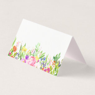 Watercolor Spring Blooms Floral Place Cards