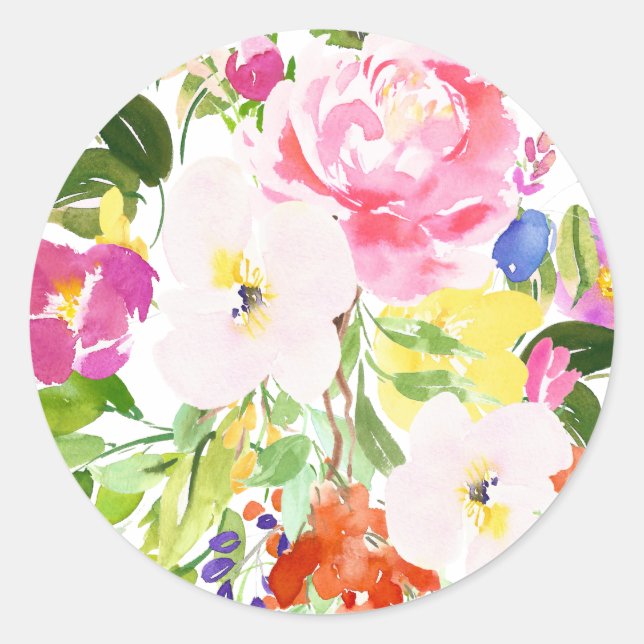 Watercolor Spring Blooms Floral Sticker (Front)