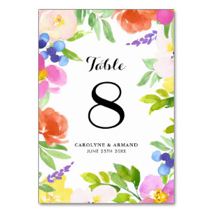 Watercolor Spring Blooms Floral Table Numbers