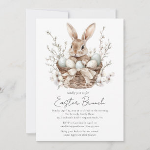 Watercolor Spring Bunny Easter Brunch Invitation