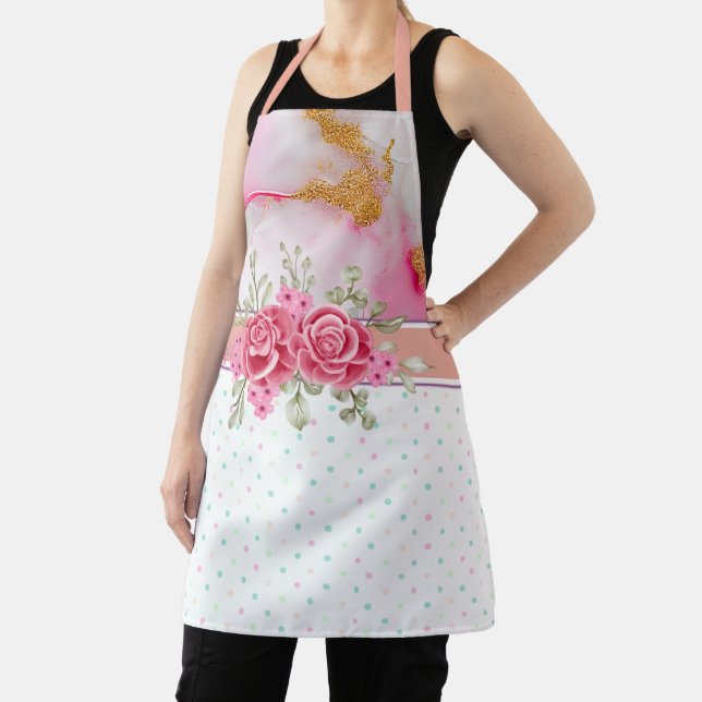 Watercolor Spring Floral Apron (Insitu)