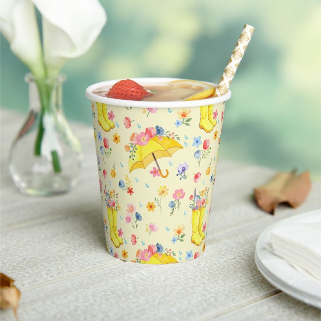 Watercolor Spring Floral Baby Shower Paper Cups –  (Insitu)