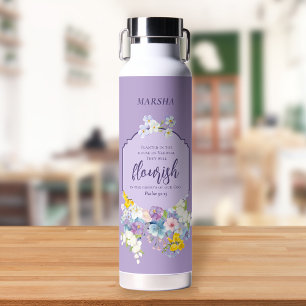 Watercolor Spring Floral Bible Verse Personalised Water Bottle