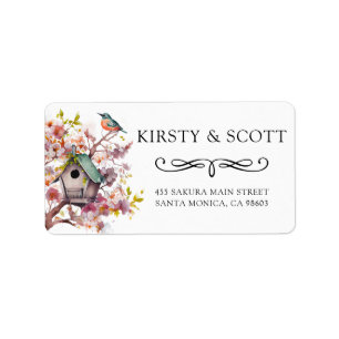 Watercolor Spring Floral Birdhouse Address Label