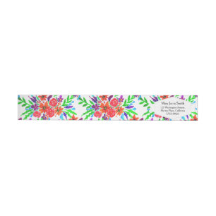 Watercolor Spring Floral Blooms Wrap Around Label