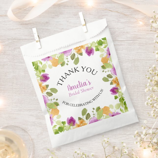 Watercolor Spring Floral Bridal Shower Favour Bag (Clipped)