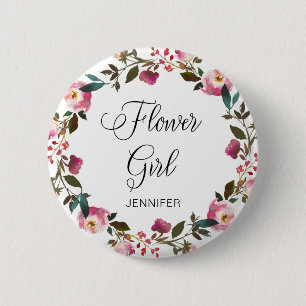 Watercolor Spring Floral Flower Girl 6 Cm Round Badge