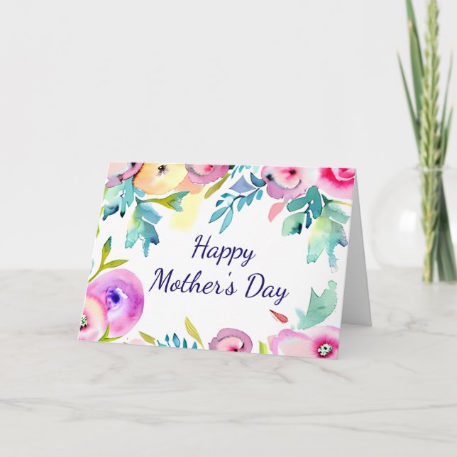 Watercolor Spring floral frame custom Card (Front)