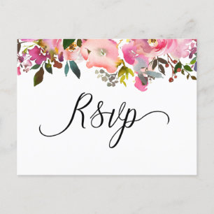 Watercolor Spring Floral RSVP Invitation Postcard