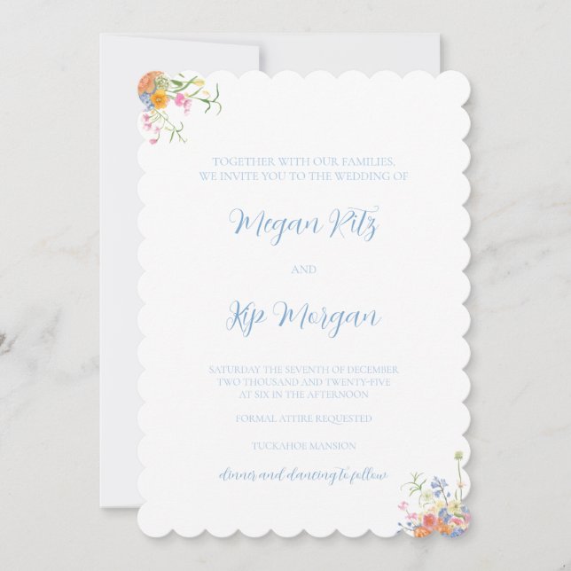 Watercolor Spring Floral Wedding Invitation (Front)
