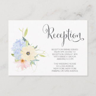 Watercolor Spring Floral Wedding Reception Cards