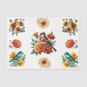 Watercolor Spring Florals & Birds Elements  Tissue Paper