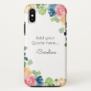 Watercolor Spring Flowers. Add Name and Quote. iPhone X Case