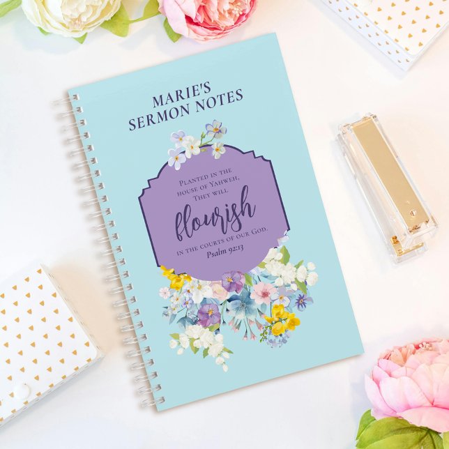 Watercolor Spring Flowers Bible Verse Personalised Notebook (Creator Uploaded)