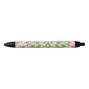 Watercolor Spring Flowers Black Ink Pen
