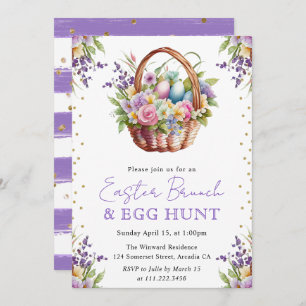 Watercolor Spring Flowers Easter Basket Brunch Invitation