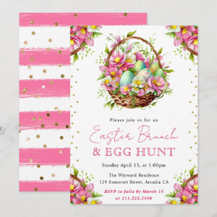 Watercolor Spring Flowers Easter Basket Brunch Invitation