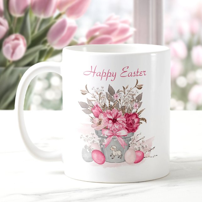 Watercolor Spring flowers Easter eggs Personalised Coffee Mug (Watercolor Spring flowers Easter eggs Personalized Coffee Mug)