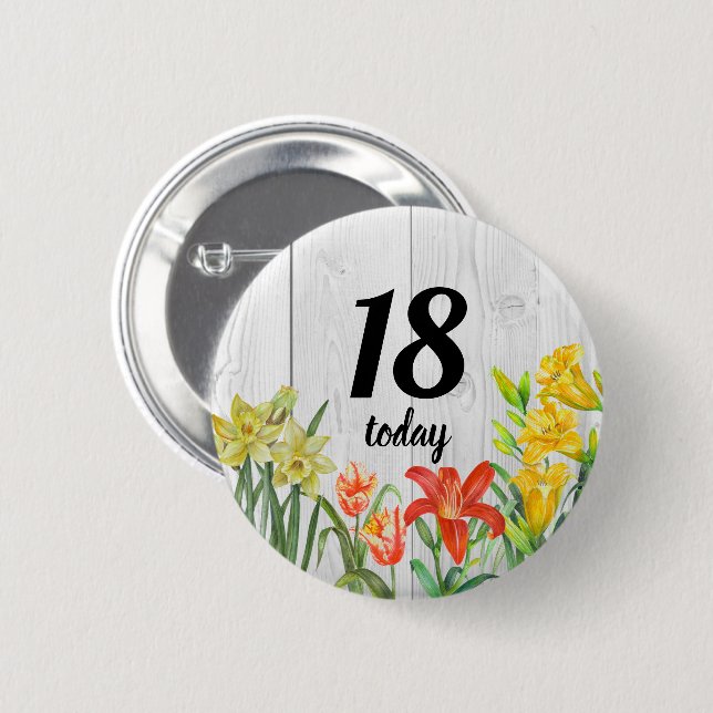 Watercolor Spring Flowers Floral Illustration 6 Cm Round Badge (Front & Back)