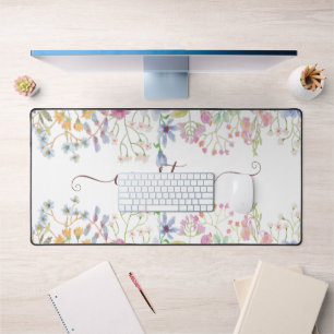 Watercolor spring flowers personalised desk mat
