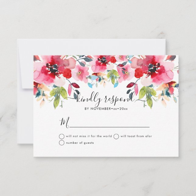 Watercolor Spring Flowers RSVP Announcement (Front)