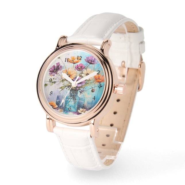 Watercolor Spring Flowers Watch (Angle)