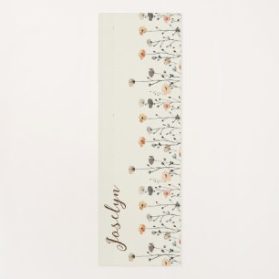 Watercolor Spring Flowers with Name Rustic Floral Yoga Mat
