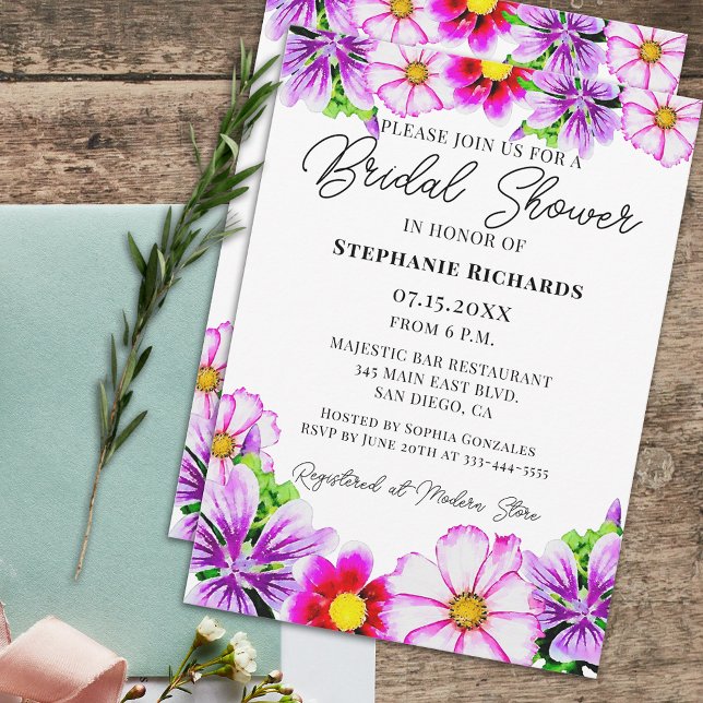Watercolor Spring Garden Flowers Bridal Shower Invitation (Creator Uploaded)