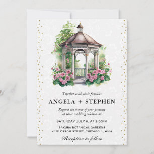 Watercolor Spring Garden Gazebo Wedding Invitation
