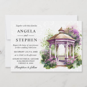 Watercolor Spring Garden Gazebo Wedding Invitation