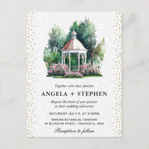 Watercolor Spring Garden Gazebo Wedding Postcard