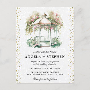 Watercolor Spring Garden Gazebo Wedding Postcard