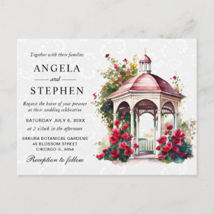 Watercolor Spring Garden Gazebo Wedding Postcard