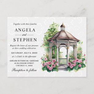 Watercolor Spring Garden Gazebo Wedding Postcard