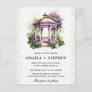 Watercolor Spring Garden Gazebo Wedding Postcard